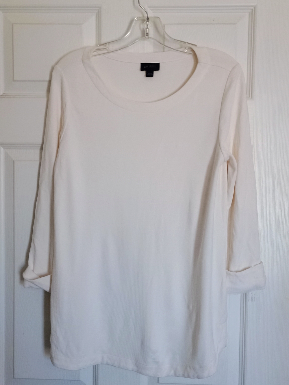 EUC J. Jill Wearever Collection Cream Long Sleeve Scoop Neck Ribbed Top Small